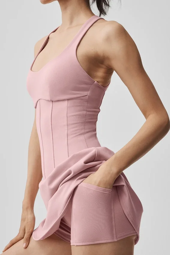 Airbrush Sparks Fly-corset-tennisjurk – Vintage Pink