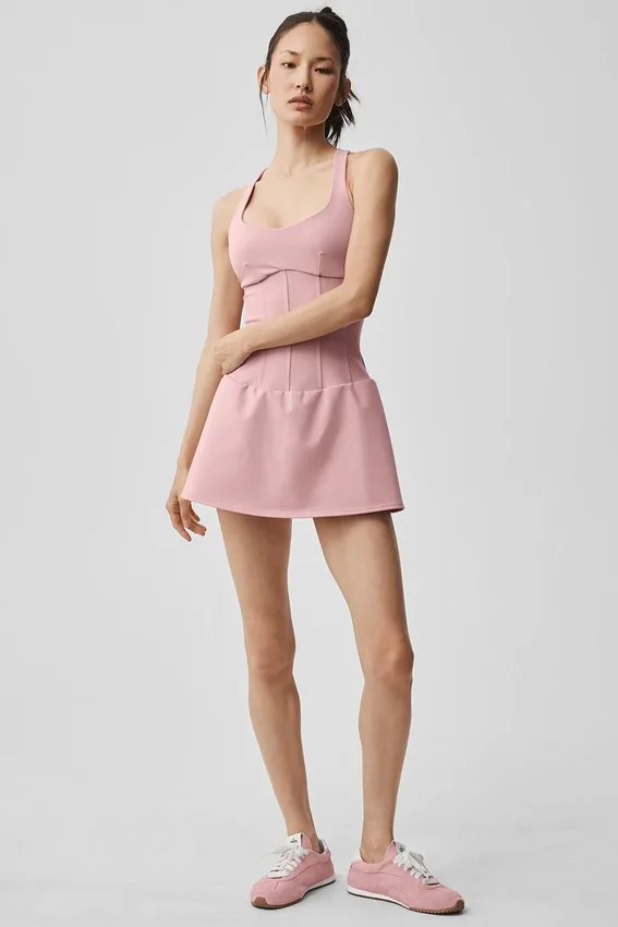 Airbrush Sparks Fly-corset-tennisjurk – Vintage Pink
