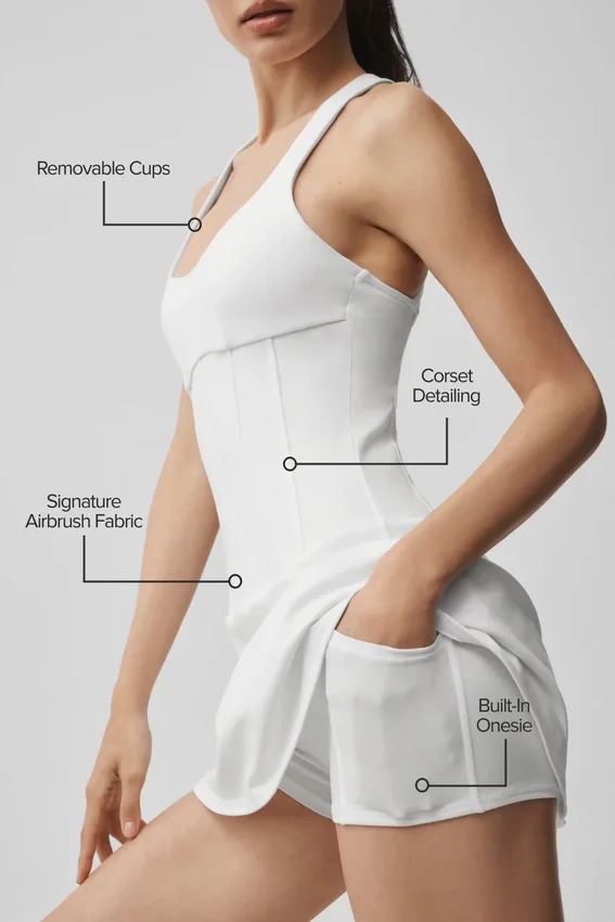 Airbrush Sparks Fly-corset-tennisjurk – Wit