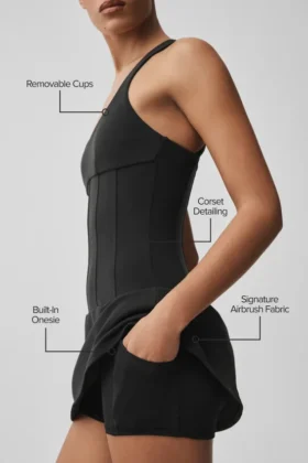 Airbrush Sparks Fly Corset-tennisjurk – Zwart