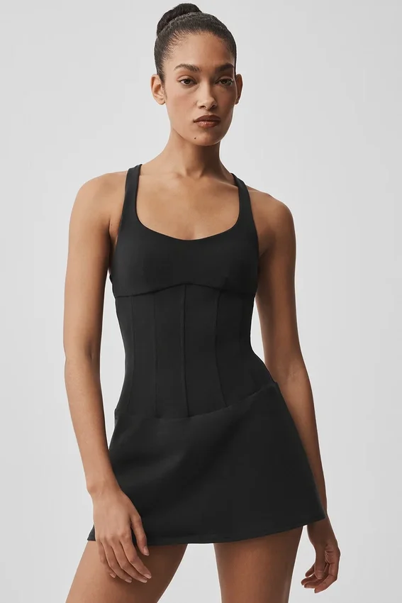 Airbrush Sparks Fly Corset-tennisjurk - Zwart