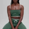 Airbrush Streamlined Bra Tank - Clover Green/White