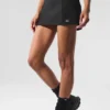 Airbrush-tennisrok met hoge taille ‘Good Form’ – Zwart