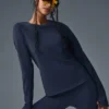 Airbrush Winter Warm Nocturne met lange mouwen - Marineblauw