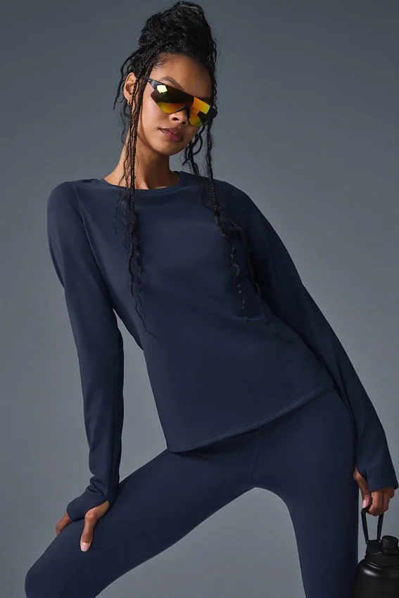 Airbrush Winter Warm Nocturne met lange mouwen - Marineblauw