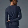Airbrush Winter Warm Nocturne met lange mouwen - Marineblauw