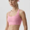 Airlift Gingham Sleek Bra Tank - Paradise Pink Gingham