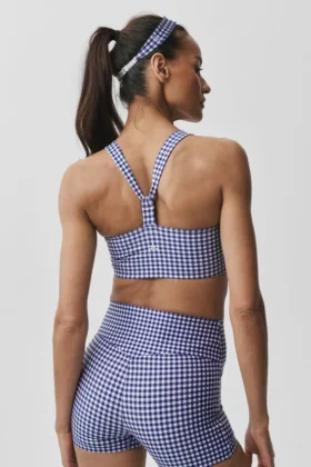Airlift Gingham Sleek Bra Top – Navy Gingham