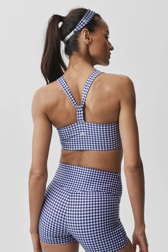 Airlift Gingham Sleek Bra Top – Navy Gingham