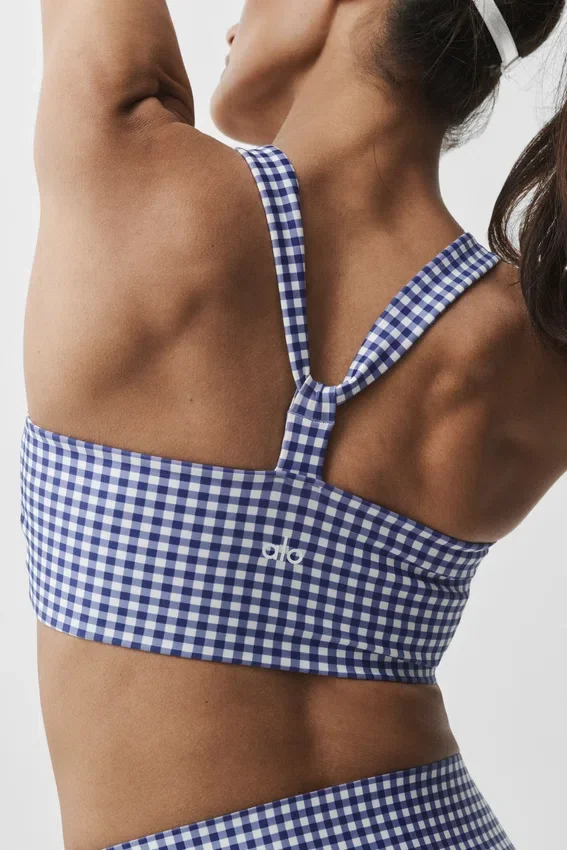 Airlift Gingham Sleek Bra Top – Navy Gingham