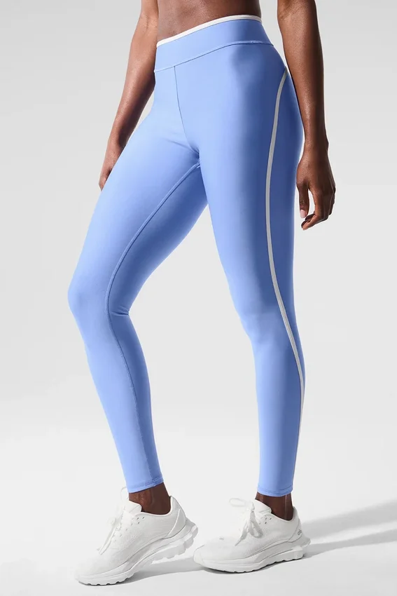 Airlift High-Waist Charger 7/8-Leggings - Crystal Clear Blue/White
