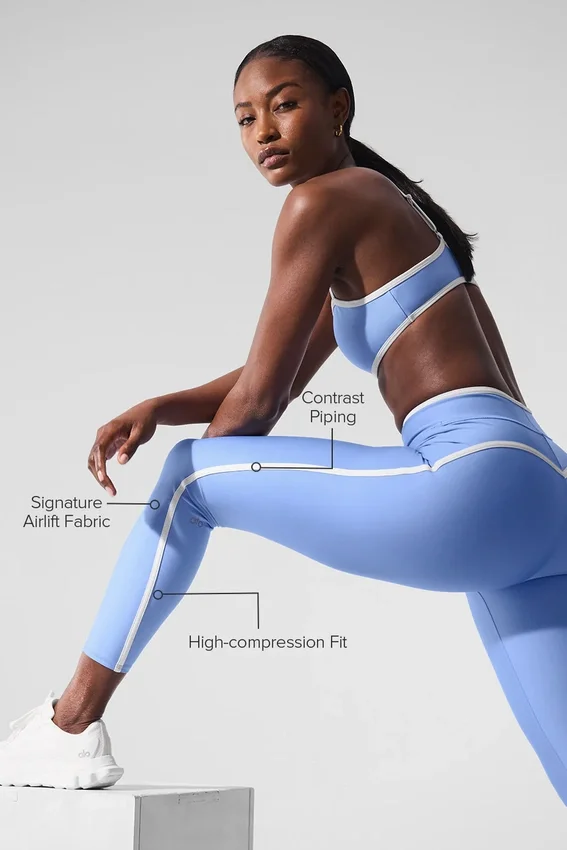 Airlift High-Waist Charger 7/8-Leggings - Crystal Clear Blue/White