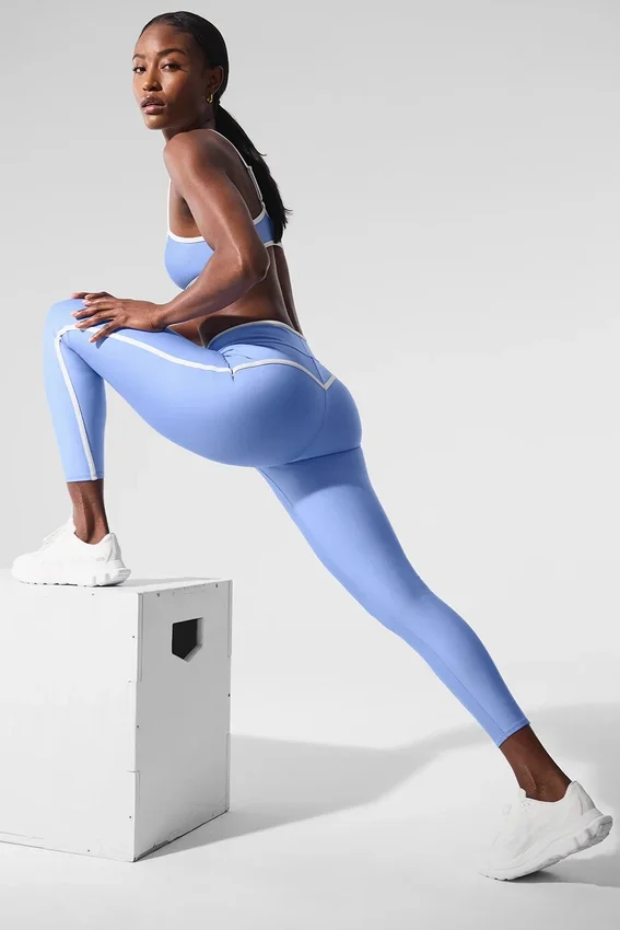 Airlift High-Waist Charger 7/8-Leggings - Crystal Clear Blue/White