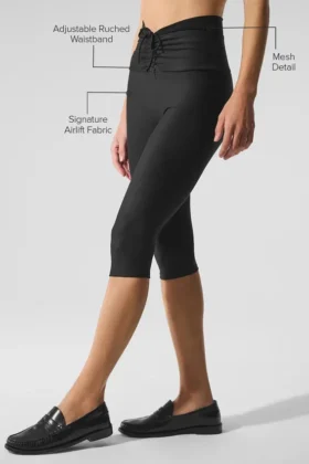 Airlift Mesh Divine Capri High-Waist – Zwart