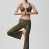 Alo Softsculpt 7/8-legging met omgeslagen pijpen en uitlopende boord – Olive Tree