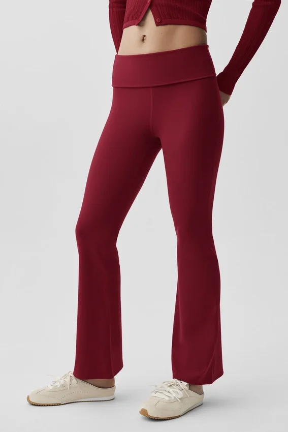 Alo Softsculpt 7/8-legging met omgeslagen pijpen en uitlopende boord - Summer Romance Red