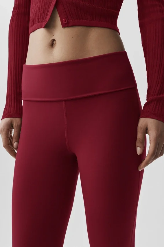 Alo Softsculpt 7/8-legging met omgeslagen pijpen en uitlopende boord - Summer Romance Red
