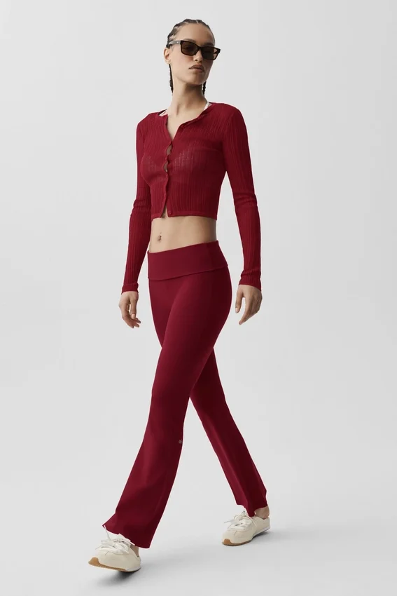 Alo Softsculpt 7/8-legging met omgeslagen pijpen en uitlopende boord - Summer Romance Red