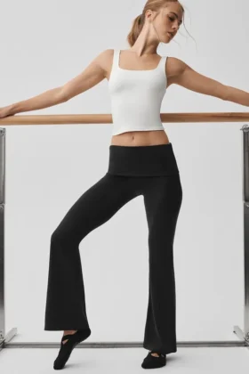 Alo Softsculpt 7/8-legging met omgeslagen pijpen - Zwart