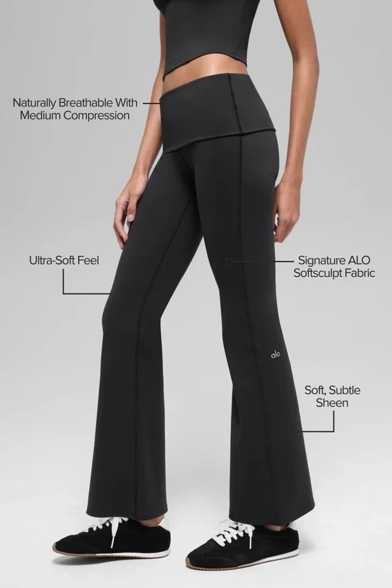 Alo Softsculpt 7/8-legging met omgeslagen pijpen - Zwart