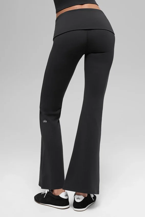 Alo Softsculpt 7/8-legging met omgeslagen pijpen - Zwart