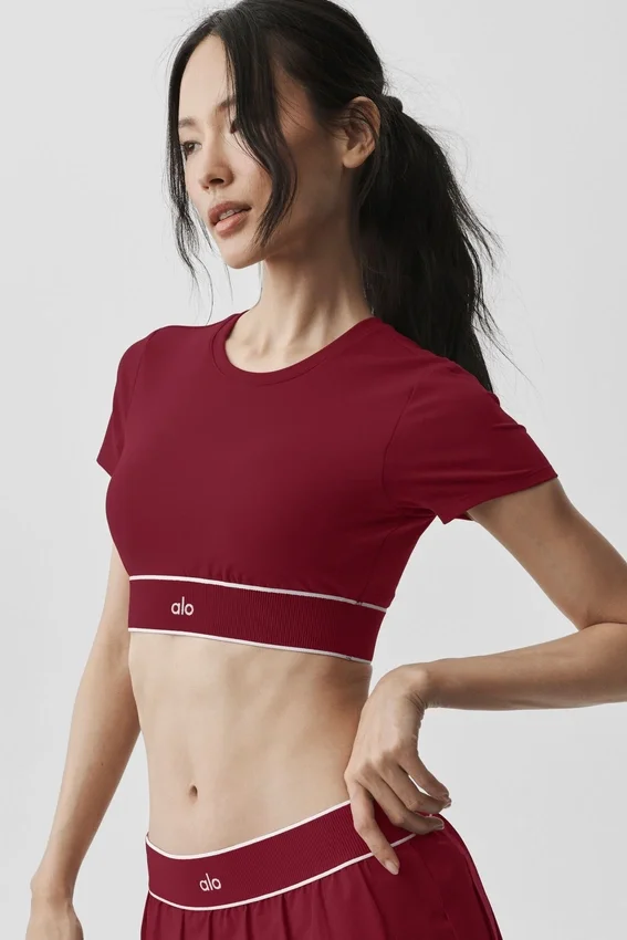 Alo Softsculpt Amp It up-beha met korte mouwen - Summer Romance Red