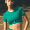 Alo Softsculpt Amp It up-bh met korte mouwen - Emerald Isle