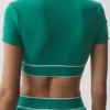 Alo Softsculpt Amp It up-bh met korte mouwen - Emerald Isle