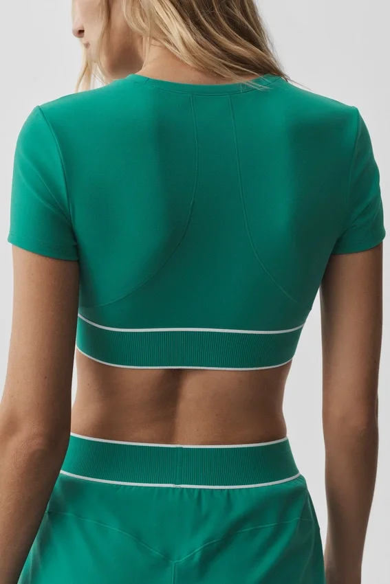 Alo Softsculpt Amp It up-bh met korte mouwen - Emerald Isle