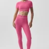 Alo Softsculpt Amp It up-bh met korte mouwen - Paradise Pink