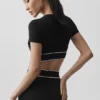 Alo Softsculpt Amp It up-bh met korte mouwen - Zwart