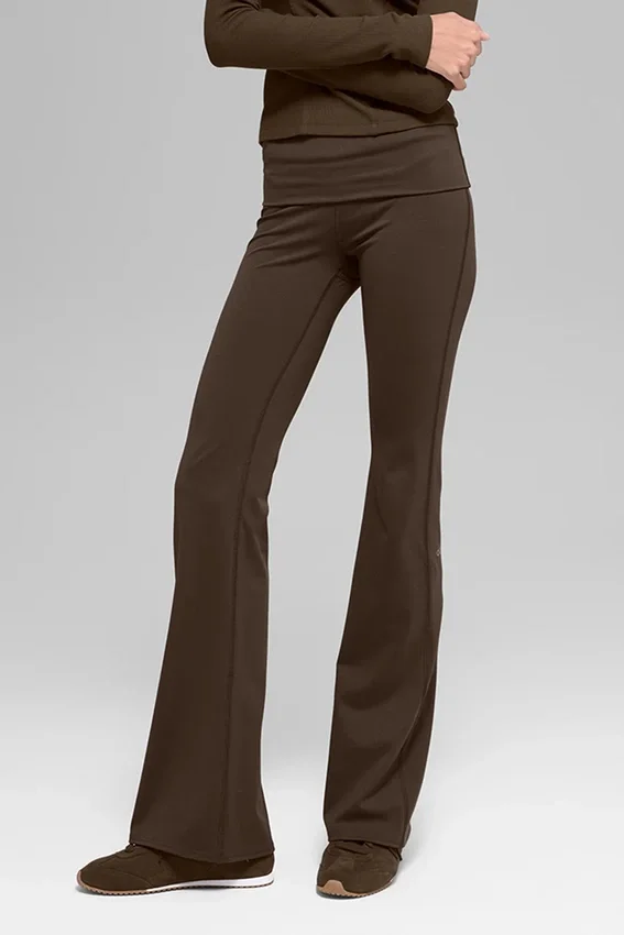 Alo Softsculpt Foldover Flare Legging - Espresso