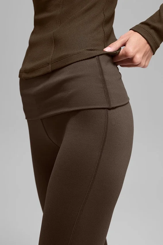 Alo Softsculpt Foldover Flare Legging - Espresso