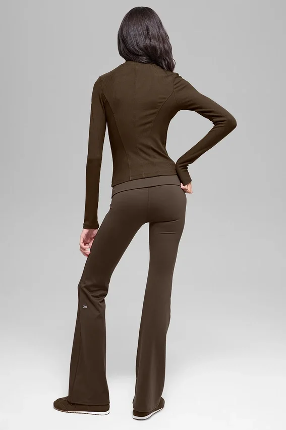 Alo Softsculpt Foldover Flare Legging - Espresso