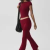 Alo Softsculpt Foldover Flare-legging - Summer Romance Red