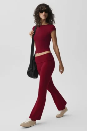 Alo Softsculpt Foldover Flare-legging - Summer Romance Red