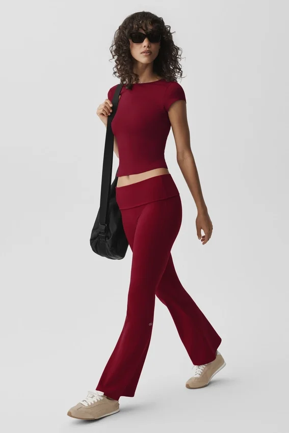 Alo Softsculpt Foldover Flare-legging - Summer Romance Red