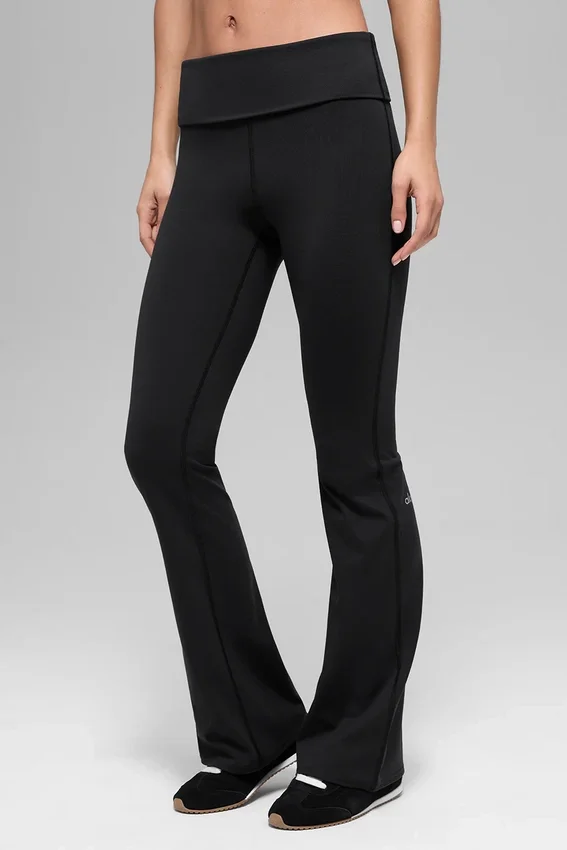Alo Softsculpt Foldover Flare-leggings – Zwart