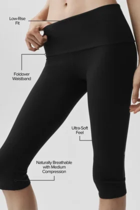 Alo Softsculpt Low-Rise Foldover Capri – Zwart