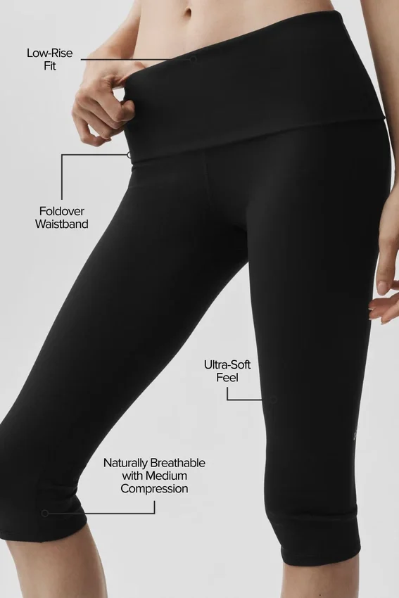 Alo Softsculpt Low-Rise Foldover Capri - Zwart