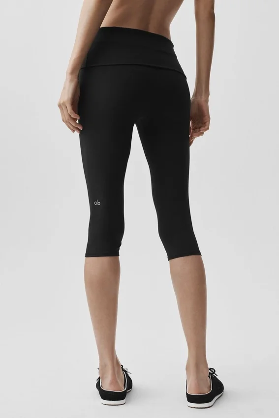 Alo Softsculpt Low-Rise Foldover Capri - Zwart