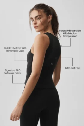Alo Softsculpt No Nonsense-bh-tanktop – Zwart