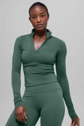 Alo Softsculpt Precision 1/4 Zip met lange mouwen - Clover Green