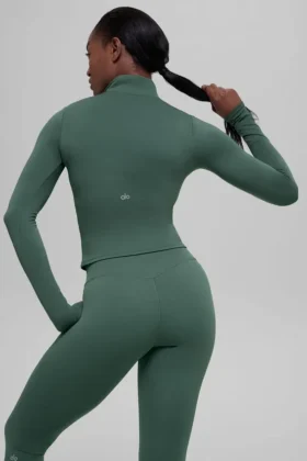 Alo Softsculpt Precision 1/4 Zip met lange mouwen – Clover Green