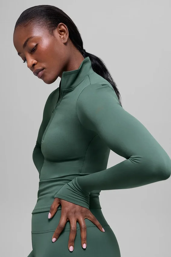 Alo Softsculpt Precision 1/4 Zip met lange mouwen - Clover Green