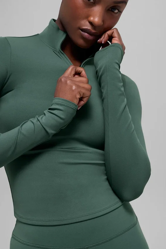 Alo Softsculpt Precision 1/4 Zip met lange mouwen - Clover Green