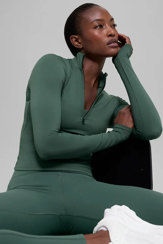 Alo Softsculpt Precision 1/4 Zip met lange mouwen - Clover Green