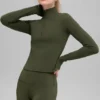 Alo Softsculpt Precision 1/4 Zip met lange mouwen - Green Olive