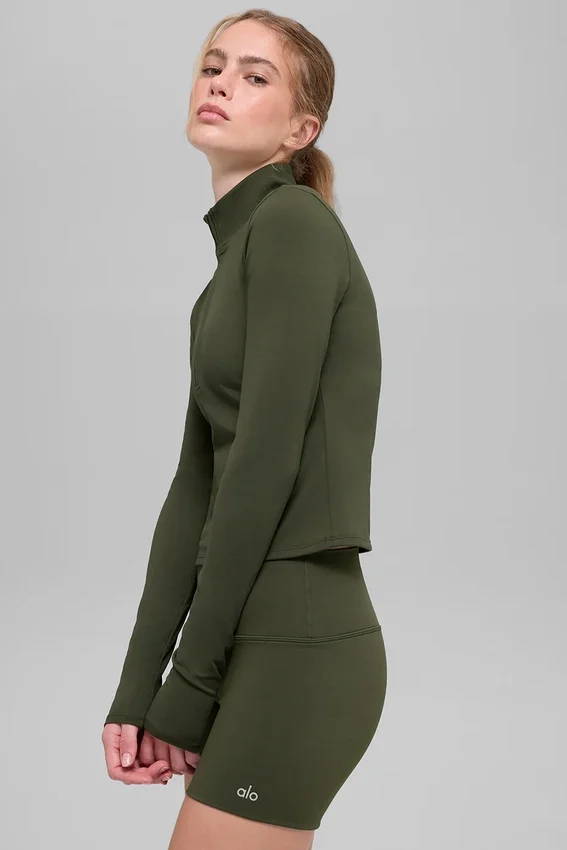 Alo Softsculpt Precision 1/4 Zip met lange mouwen - Green Olive