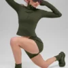 Alo Softsculpt Precision 1/4 Zip met lange mouwen - Green Olive